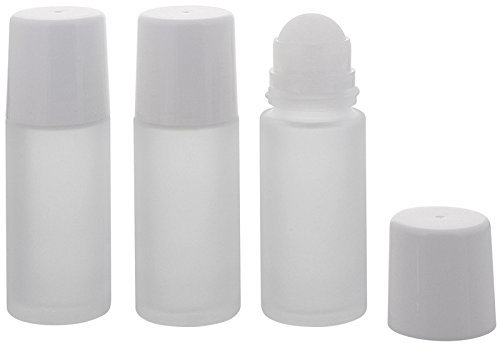 Mattierte leere Deostick Flasche 50ml, Kosmetex Roll-on, Deo-Roller zum Selbst Befüllen, Glas, matt, 3 Stück