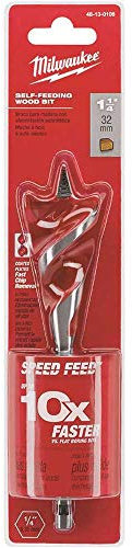 Milwaukee Electric Tool 48-13-0108 Speed Feed Self-Feed Wood Bit, 1-1/4 Diameter x 6 OAL, Steel