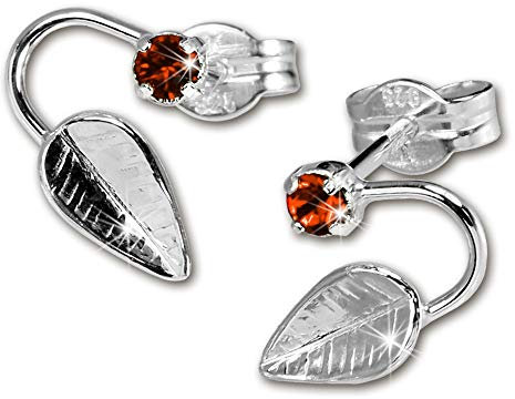 SilberDream Ohrringe Damen 925 Silber Ohrstecker Blatt Zirkonia rot SDO531R Silber Ohrstecker