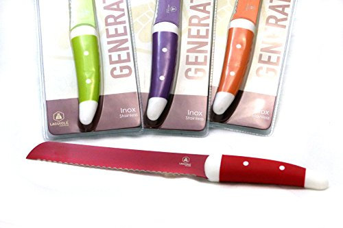Laguiole luxus couteau à pain en acier inoxydable avec silicongriff couleur: rouge