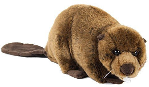 Kuscheltier Biber 25 cm (40cm mit Schwanz) liegend braun Nager Plüschbiber Nagetier Plüschtier Uni-Toys