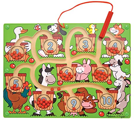 Melissa & Doug 12280 Magnetic Wand Number Maze (Developmental Toys, Wooden Activity Cube, Develops Multiple Skills)