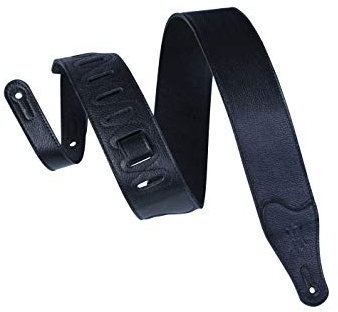 Levy's M26BLBLK Gitarrengurt aus Leder, 6,4 cm breit, schwarz