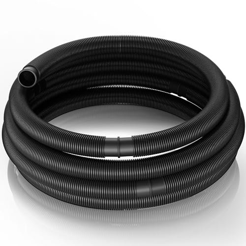 Wiltec Manguera de piscina 30 m ⌀38 mm 190 g/m negra con manguitos, manguera de bomba para piscinas tubo de aspiración solar