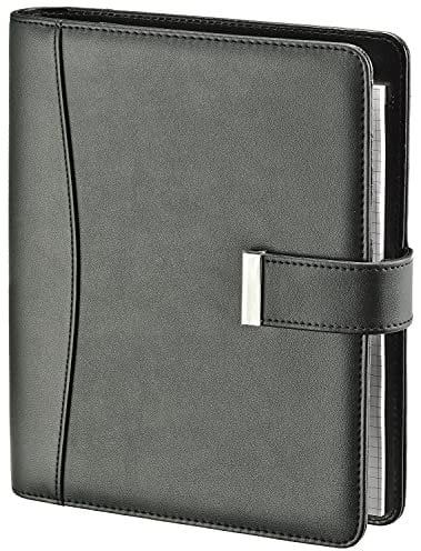 BSB Terminplaner Organizer Wochenplaner Terminkalender - 2025 - ca. A5-1 Woche = 2 Seiten - Softfolie, Classic, Schwarz - Ringbuch mit 6-Fach Lochung, nachfüllbar – Modell Manager, 02-0504