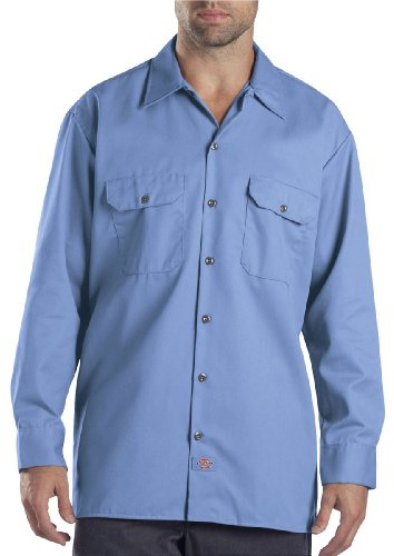 Dickies Long Sleeve Work Camicia, Blu (Gulf Blue), Medium Uomo