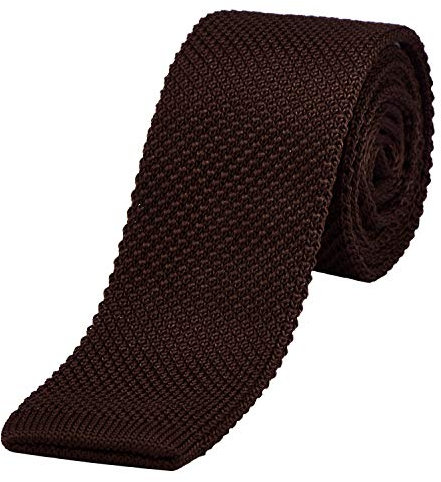 DonDon schmale Strickkrawatte braun 5 cm
