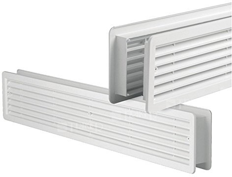 'Door Air Vent Grille – Air Vent – Lined Door Air Grill Door Vent – White – Double – 500 x 90 mm Cover High Quality ASA Plastic Kitchen or Bathroom – For Retrofitting