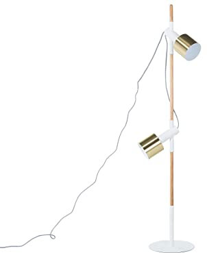 Beliani Moderne Stehlampe aus Metall und Holz in Weiß 125 cm Owens