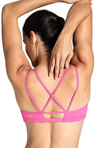 CRZ YOGA Femme Soutien-Gorge de Sport Yoga Bandeau Paddé sans Armatures Rose L