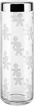 Alessi AKK58 Girotondo Barattolo Ermetico in Vetro Serigrafato con Coperchio in Acciaio Lucido
