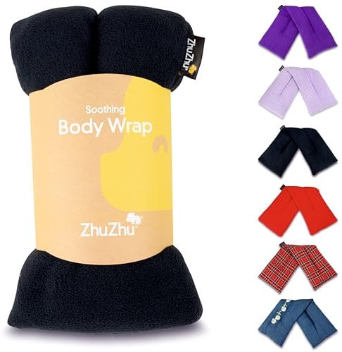 Zhu-Zhu Unscented Body Wrap - Microwavable Wheat Bag - Navy Fleece Heat Therapy Hot Pack - Microwave Heated Soothing Wheat Bags