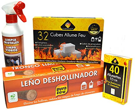 Pyro Feu 861925 Kit de Mantenimiento Y Limpieza Anual de Chimeneas, 11 X 18 X 34 Cm, El embalaje puede variar, Blanco / Marrón