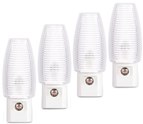 Emotionlite Plug in Night Light, Warm White LED Nightlight, Dusk to Dawn Sensor, Kids, Nursery, Bedroom, Bathroom,Hallway, Stairs, Kitchen, 4 Pack