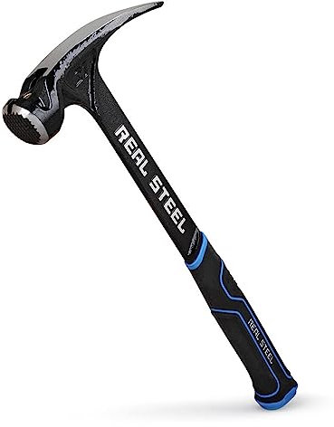 REAL STEEL Klauenhammer mit Magnetischen Nagel Starter und Ergonomische Griff 595g Rahmenhammer Zimmermannshammer, 0517