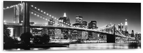 REINDERS Wandbild, Brooklyn Bridge, Wohnzimmer, Bilder, Wanddeko, Room Decor, MDF, Schwarz-Weiß, 30x90cm