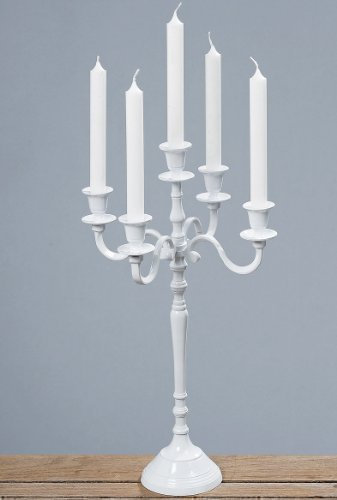 DAFLOXX 50cm KERZENLEUCHTER 'Victoria' IN Weiss 5-FLAMMIG AUS Metall