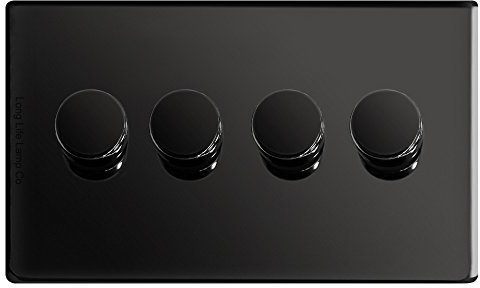 LED Dimmer Switch 4 Gang 2 Way 100w x 4 Nickel Black Dimmer Switch Screwless Plate N358GME