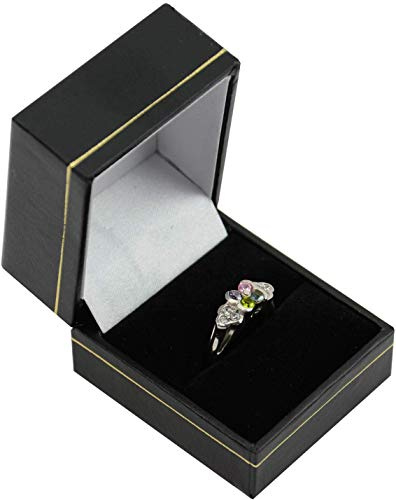 Box Displays 1 x Stunning Black Leatherette Ring Box with Velvet Insert & Gold Trim