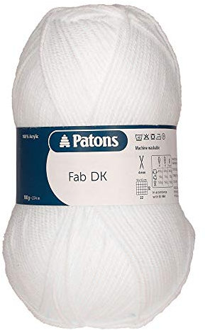 Patons Fab DK, White (2306), 100g