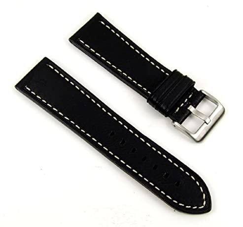 Eulit Uhrenarmband Leder schwarz 24mm passend zu Zeppelin 23852S