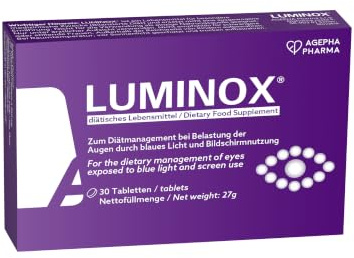 Luminox® - Augenvitamine zur Verbesserung der Nachtsicht, Augen- und Sehkraft - Mit Ginkgo, Guarana, Aronia Extrakt - Stärkung der Farb- und Kontrastwahrnehmung (30 Tabletten)