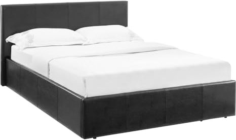 Direct Furniture Suppliers Single Black Ottoman Storage Bed Gas Lift Up (3ft) | (L) 203cm x (W) 108cm x (H) 88.5cm - Faux Leather Fabric | Sprung Slats Base | Space Saving Storage