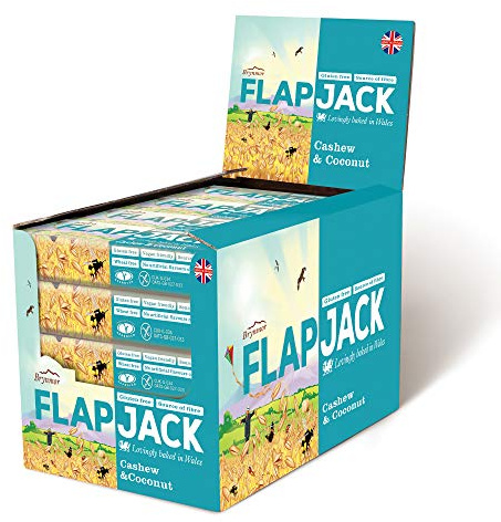 Brynmor Cashew & Coconut Flapjack, 20 x 80g Individually Wrapped Bars, A Perfect Treat For Snack Time
