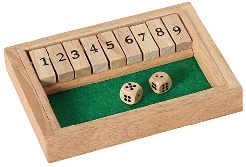 Bartl 110715 Klappenspiel, Shut The Box, Würfelspiel, hochwertige Ausführung aus Buchenholz, Made in Germany