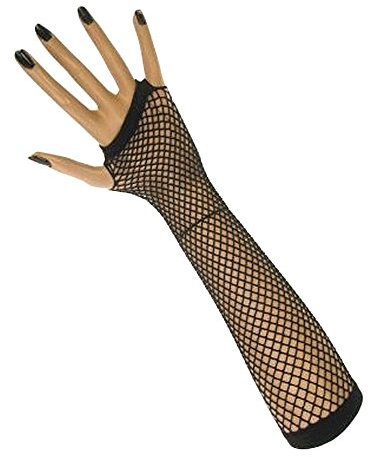 krautwear® Damen Fingerlose Netzhandschuhe Handstulpen Handschuhe lang (schwarz)