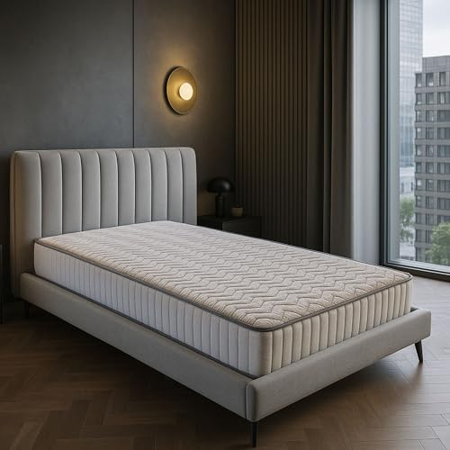 King of Dreams Super Matratze Schaumstoff poliert Lattex formstabil – Face Merinowolle 100% – Stoff Aloe Vera – Höhe 23 cm – Unterstützung sehr fest – Orthopädische, 90 x 200 cm