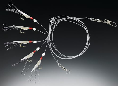 Balzer Spezial Heringssystem 1,50m 5 Haken Gr. 6 - Heringsvorfach zum Pilkangeln auf Heringe, Heringspaternoster, Heringsmontage