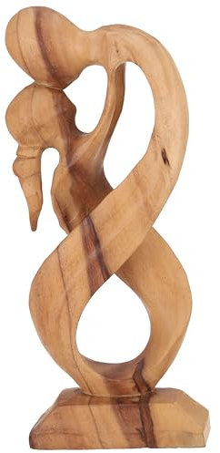 GURU SHOP Holzfigur, Statue, Deko Objekt Feng Shui 30 cm - Elfenpaar/Hellbraun, Dekoobjekte