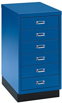 SCHÄFER SHOP SSI Schubladenschrank DIN A3, 6 Schübe, 675 mm hoch enzianblau RAL 5010