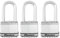 Master Lock M1XTRILHCCSEN, paquete triple de candado de acero laminado Magnum de 1-3/4 pulgadas de ancho, 5/16 pulgadas de diámetro, distancia de grillete de 2 pulgadas, paquete de 3, plateado,