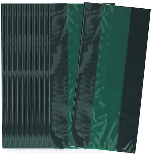 Forest Green Large Cellophane Bags (27cm x 12cm) 30 Count - Vibrant and Durable Packaging for Gifts and Treats