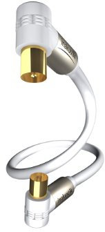 inakustik – 00426310 – Premium Koax-Antennenkabel | Für die Anforderungen bei hochauflösenden Fernsehformaten (HDTV) entwickelt | 10,0m in Weiß | 100 dB - 90°-Steckern für platzsparenden Anschluss