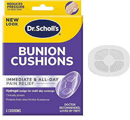 Dr. Scholl's BUNION CUSHION with Hydrogel Technology, 5ct // Cushioning Protection against Shoe Pressure and Friction that Fits Easily In Any Shoe for Immediate and All-Day Pain Relief