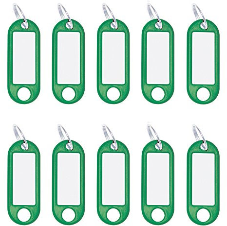 Wedo Porte-clés avec anneau en plastique 262101804, étiquettes amovibles – Vert (Lot de 10)