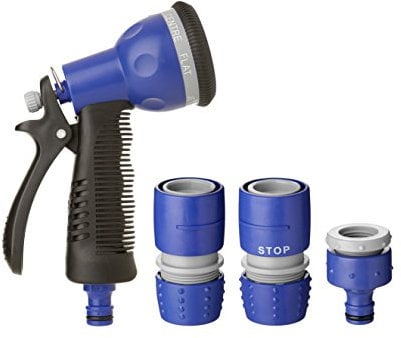 Tatay Kit con Pistola de riego 7 Posiciones, 2 empalmes rapidos y un Conector Grifo. Soft Touch y con propiedades Anti-UVA.