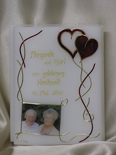 Kerze zur goldenen Hochzeit Hochzeitskerze inkl. Namen, Datum und Foto, J 11
