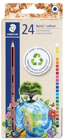 Staedtler Noris Club 144 NC24 Buntstifte, erhöhte Bruchfestigkeit, sechskant, Set mit 24 brillanten Farben, ABS-System, kindgerecht nach EN71, PEFC-Holz, Johanna Basford Edition