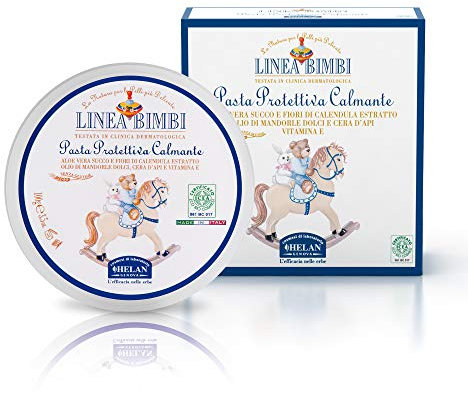 Helan, Linea Bimbi Bio – Beruhigende Schutzpaste, Windelcreme Rötungen und Reizungen, Schützende Paste Feuchtigkeitsspendend Lindernd mit Aloe Vera, Bienenwachs, Vitamin C und E, Made in Italy, 100g