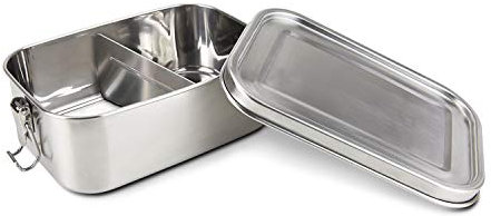 ROMINOX Geschenkartikel Edelstahl Lunchbox // Robusto – 4-teilig, Brotzeitbox aus rostfreiem Edelstahl, mit herausnehmbarem Dichtungsring und Trennelement; Spülmaschinenfest; Maße: ca. 19 x 13 x 7 cm