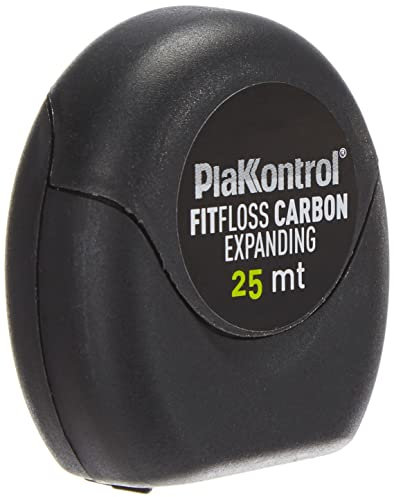 Plakkontrol® Fit Floss Carbon Expanding, fili interdentale sbiancante nero, espandibile con microparticelle di carboni attivi vegetali - 1 pz, 25 m, peso confezione: ℮ 23 g