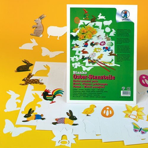 URSUS blanko Stanzteile Ostern Fotokarton weiß, 59 Teile