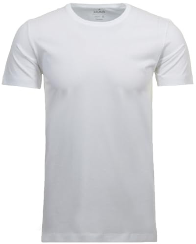 Ragman Herren 2 T-Shirt Doppelpack Bodyfit mit Rundhals, Weiß, L