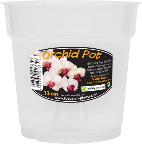 Clear Orchid Pot, 13cm - Clear Plant Pots for Orchids - Plastic Orchid Pots with Holes - Transparent Nursery Flower Pots for Indoor & Outdoor Orchid Repotting
