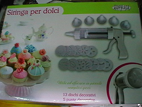 SIRINGA PER DOLCI - UTILE E PROFESSIONALE CON PICCOLI E SEMPLICI GESTI COMPLETO DU 13 DISCHI E 5 PUNTE DECORATIVE