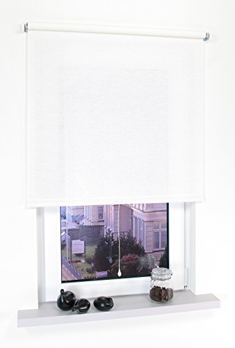 Liedeco® Rollo, Spring-, Schnapprollo / 72 x 180 cm (Breite x Höhe), Struktur Natur weiß/Stoff mit Dekor, Lichtdurchlässig, Blickdicht/viele Farben, Größen und Typen/Variable Montage möglich